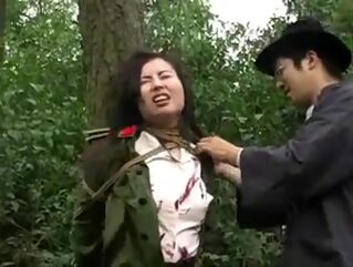 bdsm Chinese army girl tied to tree 1 asian chinese